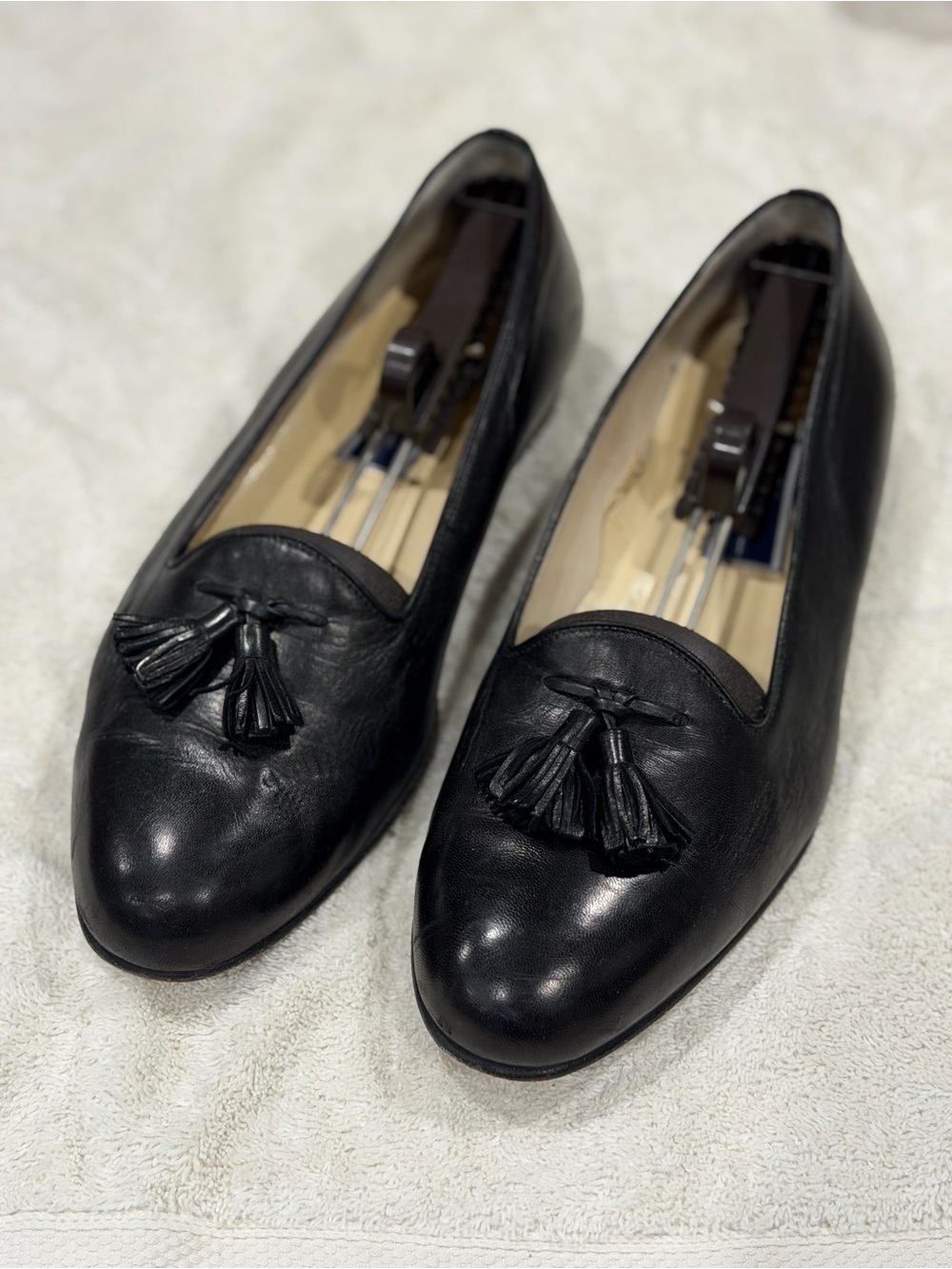 Men's Bragano Black Leather Slip-On Loafers Opera Pump